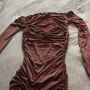 Elegant Brown Long Sleeve Dress